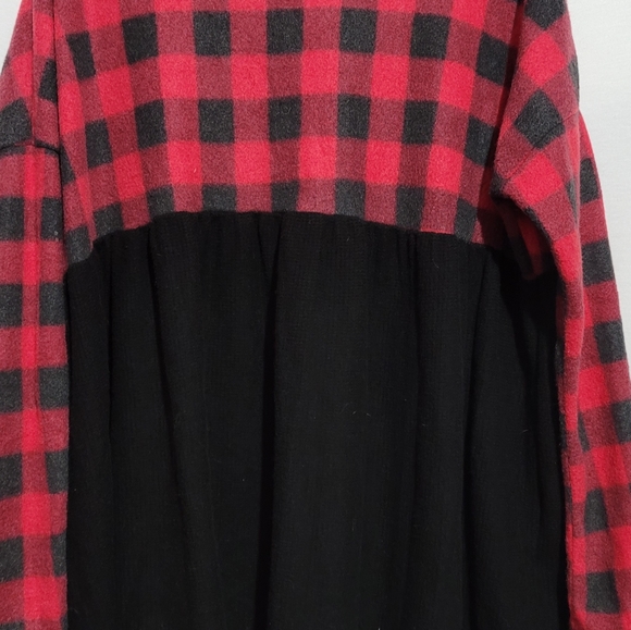 ces femme long sleeve buffalo check waffle thermal flowly bottom hem - Picture 7 of 14